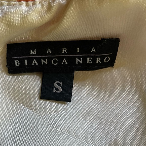 Maria Bianca Nero Dress 100% Silk Orange Polka Dot A Line Vintage Style Small - Picture 6 of 8